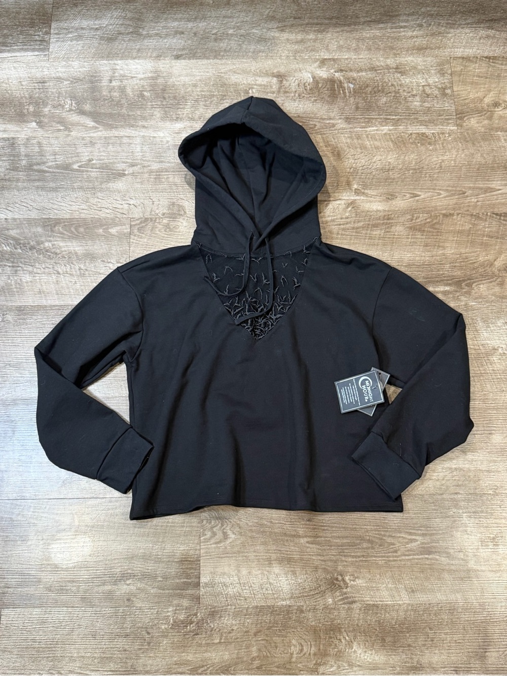 Midnight Hour Womens Bats in Flight Black Pullover Hoodie Size XL Nwt.
